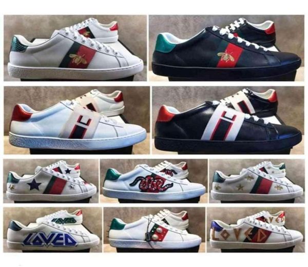 

gg039sneakers mens casual shoes white ace green red stripe italy bee tiger snake women sneaker trainers chaussures2806752, Black