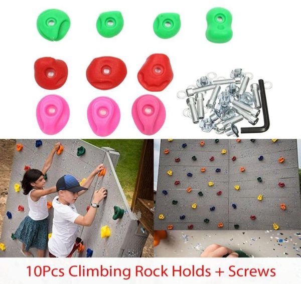 

10pcs plastic climbing rock wall stones children kids toys climbing tool hand feet holds grip kits with bolts outdoor indoor toy8564214