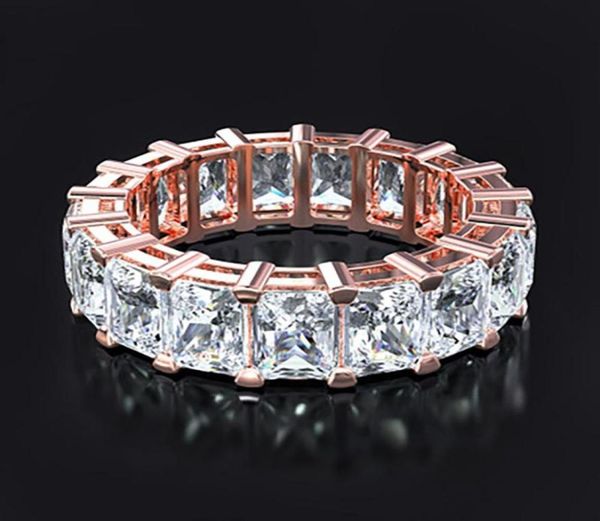 

cluster rings classical sterling silver rose gold color cz eternity proposal ring for women wedding engagement bands fine jewelry1369694, Golden;silver