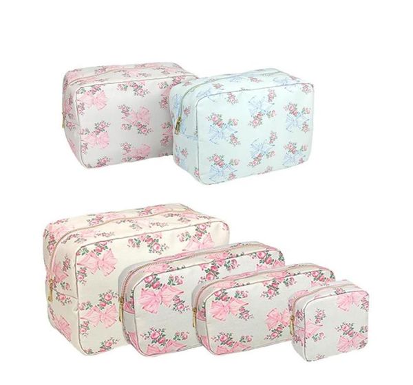 

cosmetic bags cases sizes s m l xl makeup bag pink bule printed bow toiletry pouch waterproof women storage nylon travel organiz8167587