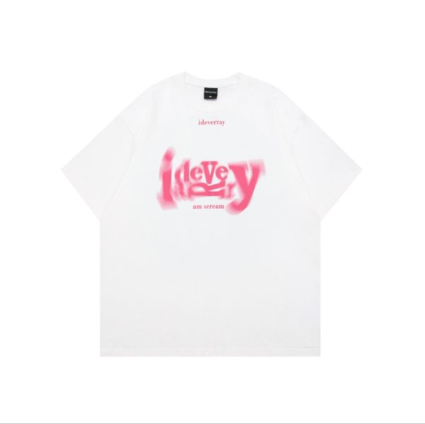 Roupas de grife Ideverray American Fashion Brand Fuzzy Letters - Summer Cotton Men e Women's Short Manga T -Shirt 211