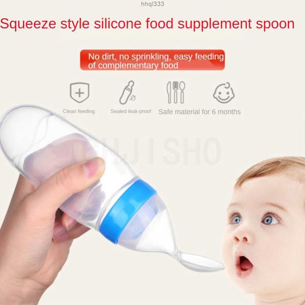 

a1dq 90ml safe newborn baby feeding bottle toddler silicone squeeze feeding spoon milk bottle training feeder food supplement tools