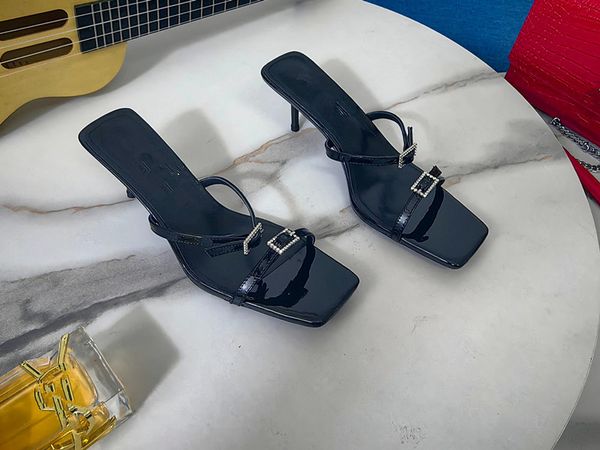 

summer beach sandals designer shoes casual fashion leather shoes belt buckle thick heel heels baotou lady flat work women 0529, Black