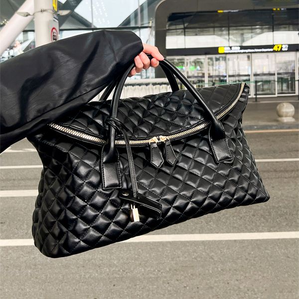 

genuine leather fashion es quilted duffle shoulder bag handle large tote travel bag womens mens crossbody pochette luggage handbags trunk cl