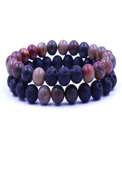 

women men natural lava rock beads chakra bracelets healing energy stone meditation mala bracelet fashion essential oil diffuser je5621419, Black