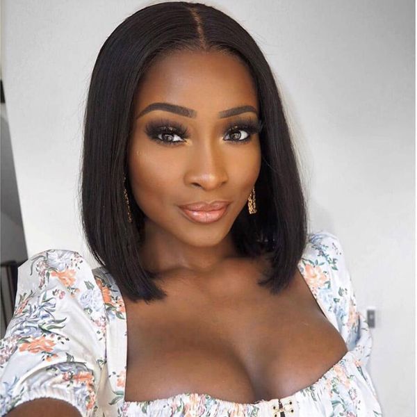 

svt bob lace front wigs for women bob wigs human hair wigs remy brazilian straight bob lace frontal wigs natural color, Black;brown