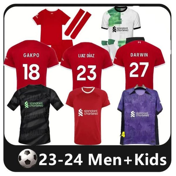

23 24 salah firmino liverp00l soccer jerseys thiago luis diaz lvp football shirt 2023 2024 virgil diogo jota darwin shorts thailand quality, Black;yellow