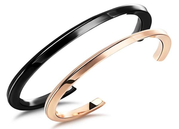 

new classic design men women lovers gift bangle black and rose gold plated stainless steel bracelet7992687