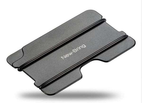 

newbring fashion metal id credit card holder black pocket box business cards wallet with rfid antichief wallet men9801251, Brown;gray
