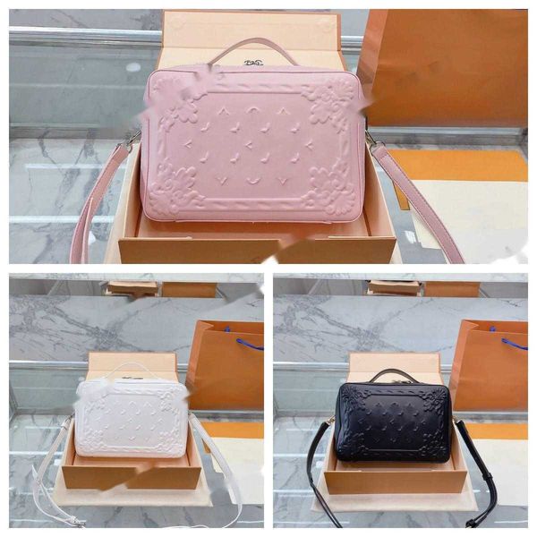 

castle relief emboss evening bags leather backpack handle soft trunk purse women luxury camera shoulder bags designer white square box