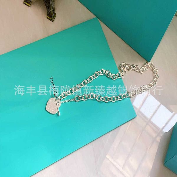 

internet celebrity tiffayffay thick chain arrow heart-shaped necklace with silver plated white copper cnc steel seal love pendant men and wo, Black