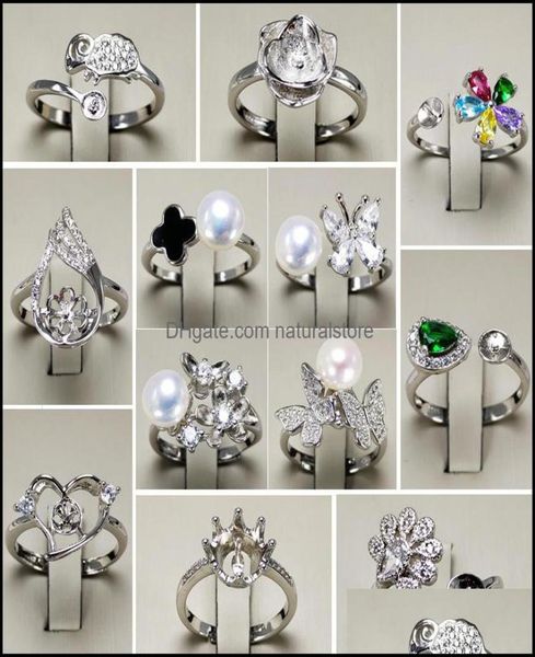 

diy pearl ring settings zircon solid 925 sier rings 16 styles for women mounting blank adjustable jewelry gift drop delivery 2021 4582855, Slivery;crystal