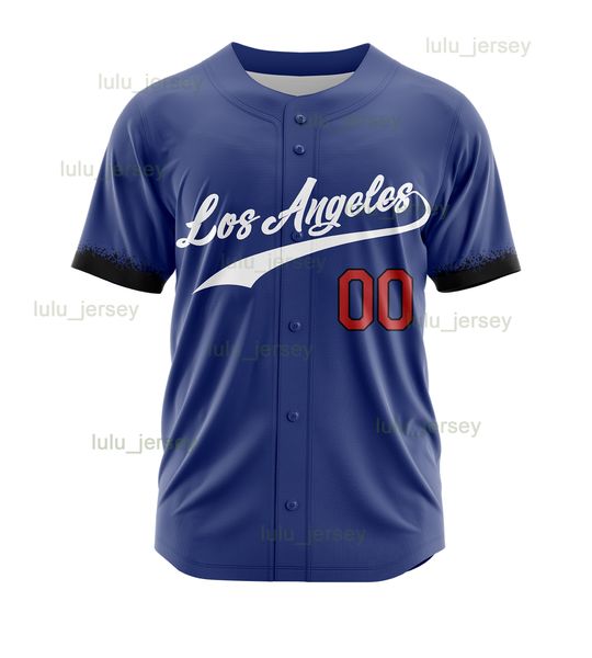 

special los angeles baseball jersey fashion t-shirt college uniform for men women youth fans(s-6xl), Blue;black