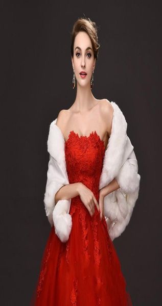 

2016 winter bridal fur wraps 55cm 150 ivory women warm wool shawl red black lady wraps for special occation bridal accessory9758632, White