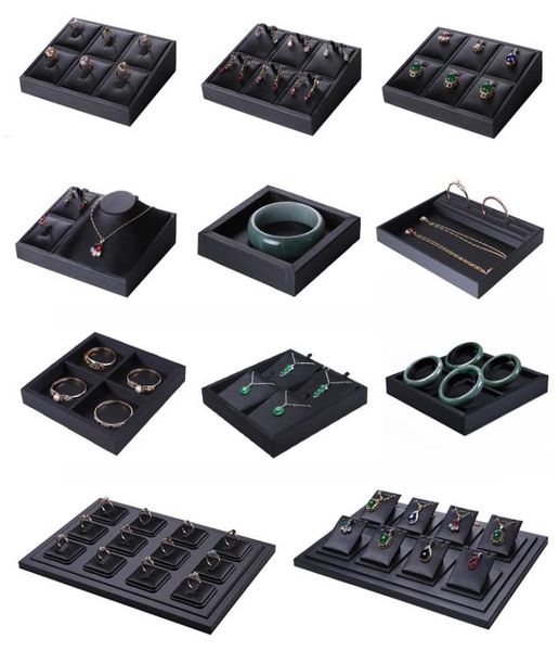 

superior black pu leather ring jewelry display tray insert charm pendant earring accessories bracelet storage stand holder shelf m8478261