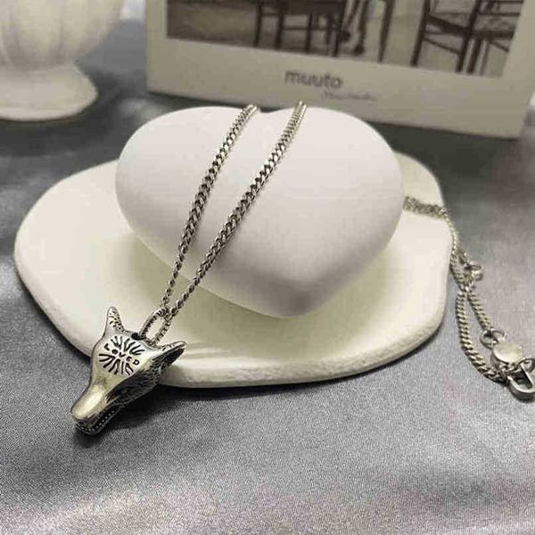 

80% off designer jewelry bracelet necklace ring ancient home made old box wolf head pendant lovers chain sweater clavicle chain pendant, Silver