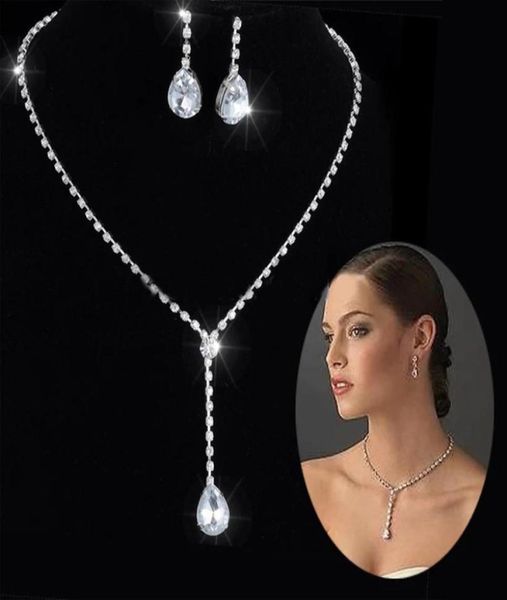 

trendy silver color bridal jewelry sets for women shiny cz zircon crystal necklace earrings set luxury wedding party gift6796461