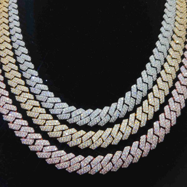 

2023 selling fine jewelry 10mm width 925 silver vvs moissanite iced out cuban link chain necklace
