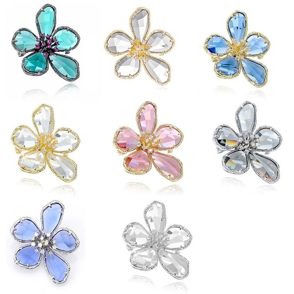 

elegant women's dark green crystal flower brooch vintage jewelry retro style brooches suit sweater shirt pins jewelry gifts, Gray