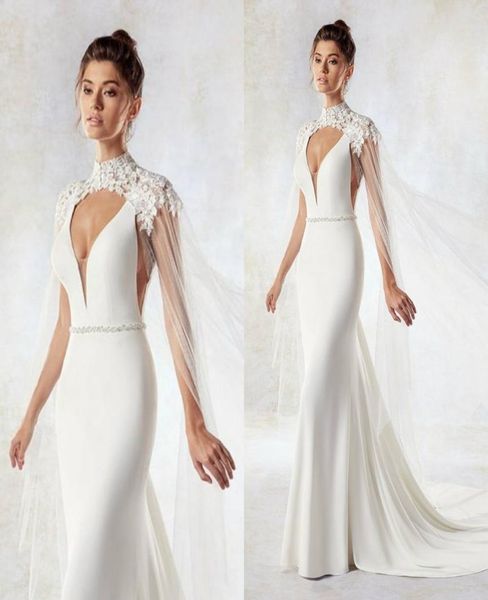

eddy k bridal jackets custom made high collar lace appliqued wedding cape shawls women long wraps for formal dresses7107965, White