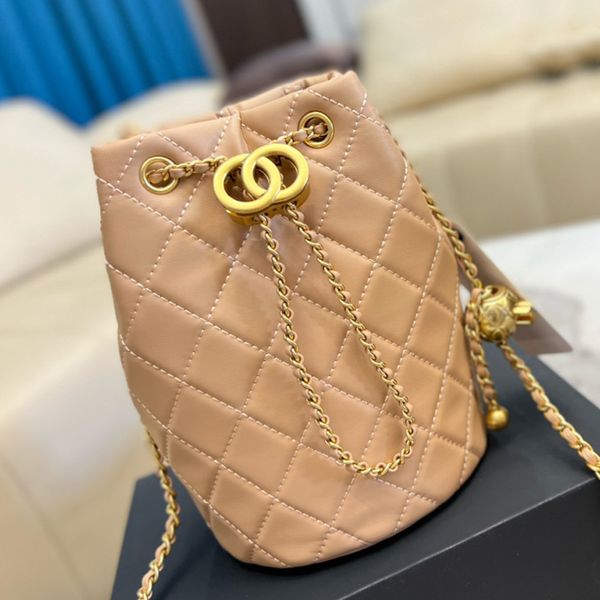 

luxury designer bag tote shoulder bag for women fashionable compact drawstring brand tri-color leather bucket shape bag outdoor travel conve