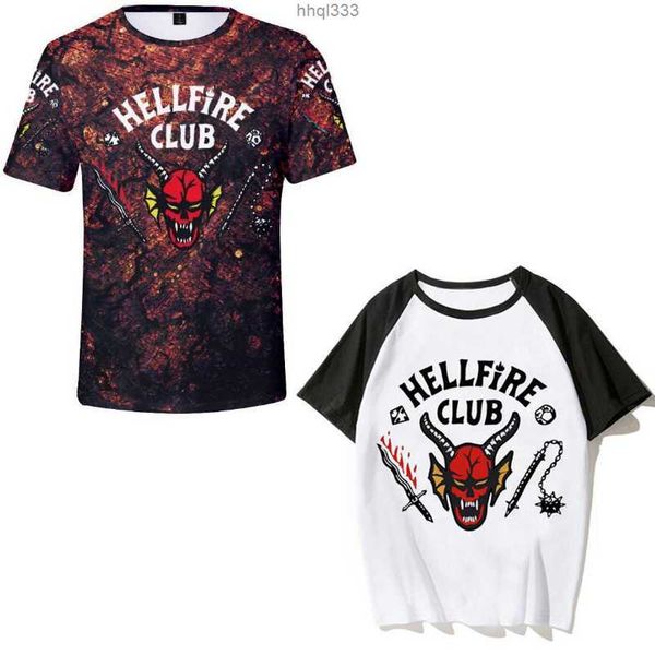 

edlg stranger things 4 hellfire club 3d print kids t-shirt boys/girls casual tees streetwear hip hop funny tshirt children clothes, Blue