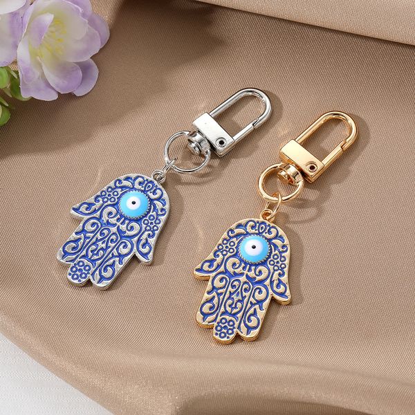 

s3709 enamel fatima keychains pendant key ring for man woman love evil blue eyes keychain, Slivery;golden