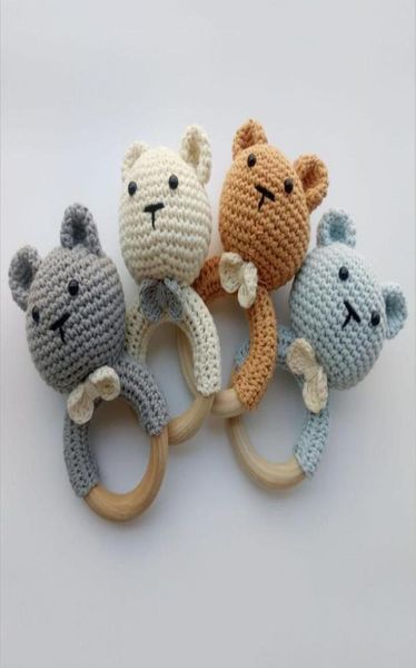 

bpa crochet wooden ring baby teether safe cute animal rattle chewing teething nursing soother molar infant toy accessories8613640