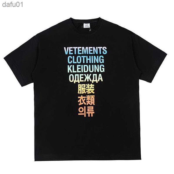 

good quality 2023 vetements fashion t-shirt men 1 1 vetements oversized shirts back collar tonal embroidered letter women tees l230520, White;black
