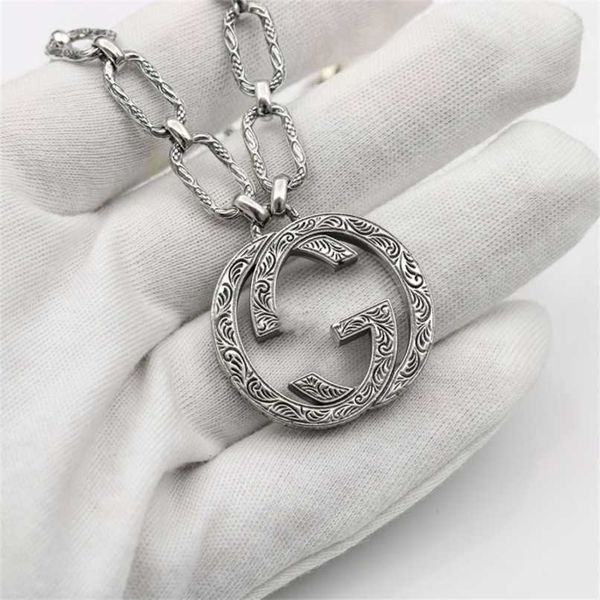 

70% off designer jewelry bracelet necklace ring interlocking carved pattern pendant men's women's couple, Silver