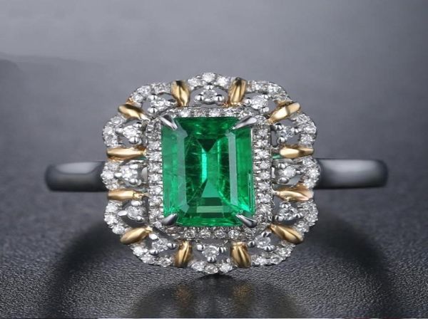

vintage 925 sterling silver ring baguette princess emerald retro diamond jewelry birthday proposal gift antique engagement party b5294464