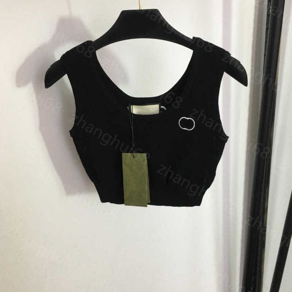 

23ss womens designer clothing womens knits gg embroidery letter slim short knitted suspender vest womens clothes a1, White