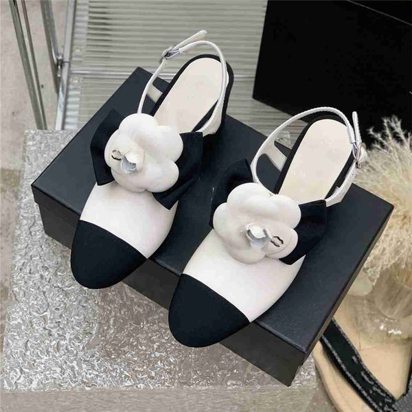 

fashion dress shoes 2023 channel women leather high heel metal buckle letter logo wedding party business casual flat shoes 09-016, Black