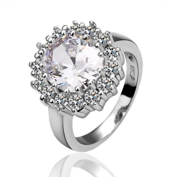 

18k gold inlaid zircon princess engagement rings fashion jewelry gift 10pcslot8117120, Golden;silver