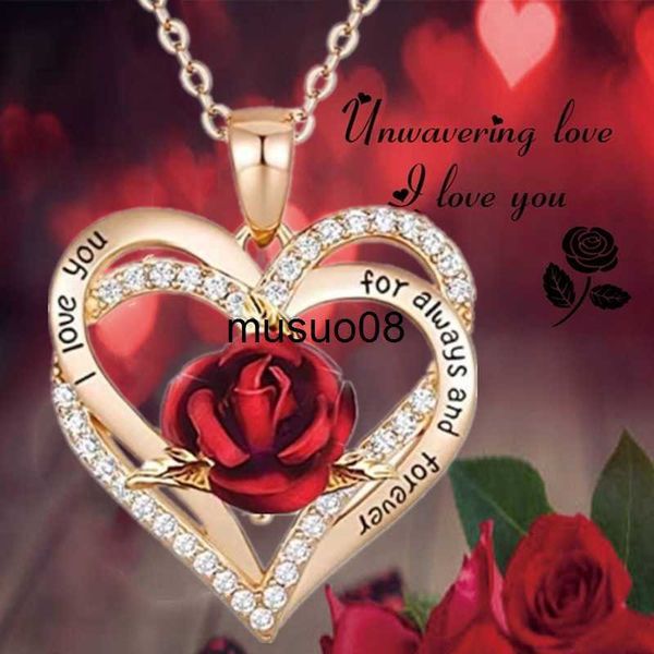 

pendant necklaces fashion women heart rose necklace cross heart bow pendant engagement necklace for women flower jewelry birthday anniversar, Silver