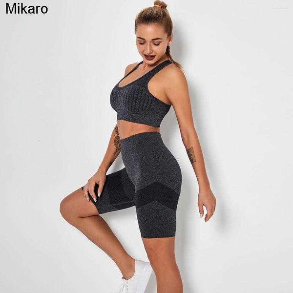 

mikaro active sets ruuhee yoga women high waist leggins fitness short suit sports set workout sportswear seamless gym clothing