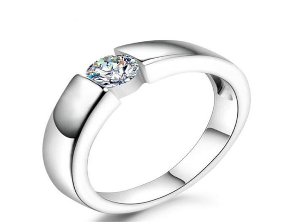 

45mm hearts and arrows cubic zirconia wedding ring white rose gold plated cz diamond classical finger ring r4007802981, Golden;silver