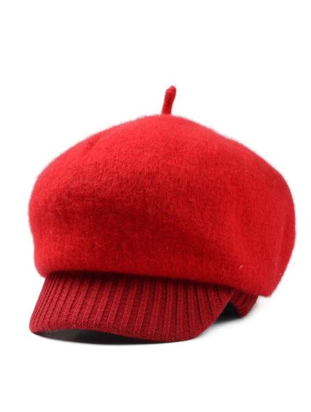 

wholevintage thicken fleece lined berets fall winter hat painter newsboy caps wool felt beanies 387068, Blue;gray
