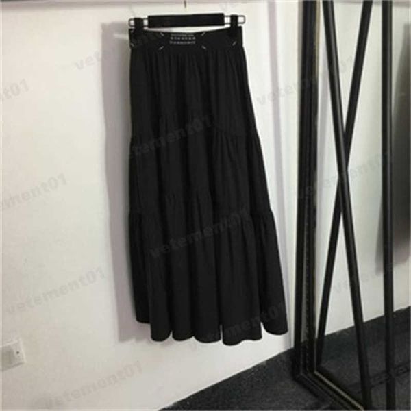 

grey half skirt designer womens clothes 2 colors summer short dress number letter logo webbing high waist pleated skirt a-line empire casual, Black