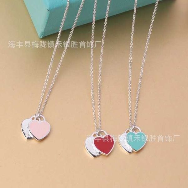 

internet celebrity tiffayffay classic s925 sterling silver enamel peach heart necklace high editiffayon cnc print tiffayffay pendant=clavicl, Black