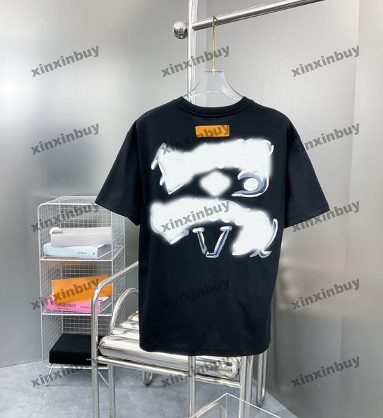 

xinxinbuy men designer tee t shirt 23ss letters letter graffiti print short sleeve cotton women red white black yellow blue s-xl, Black;brown