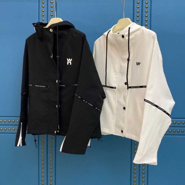 

trendy brand hoodie designer jacket letter print hooded coat stitching thin cardigan coats loose long-sleeved sunscreen windbreaker, Black;brown