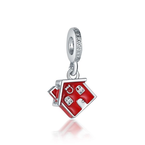

fits pandora bracelets 20pcs red enamel house dangle silver charms fits pandora charm bracelet beads for jewelry making 925 sterling silver, Black