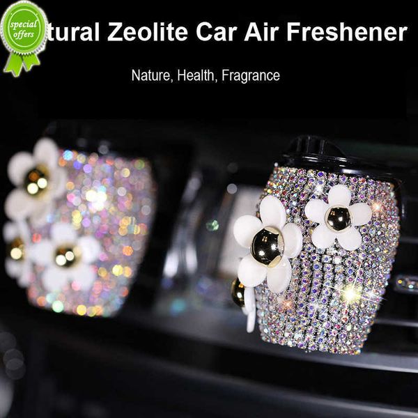 

new crystal daisy flower car air freshener outlet vent clip air conditioner car perfume zeolite fragrance auto decor for girl ladies