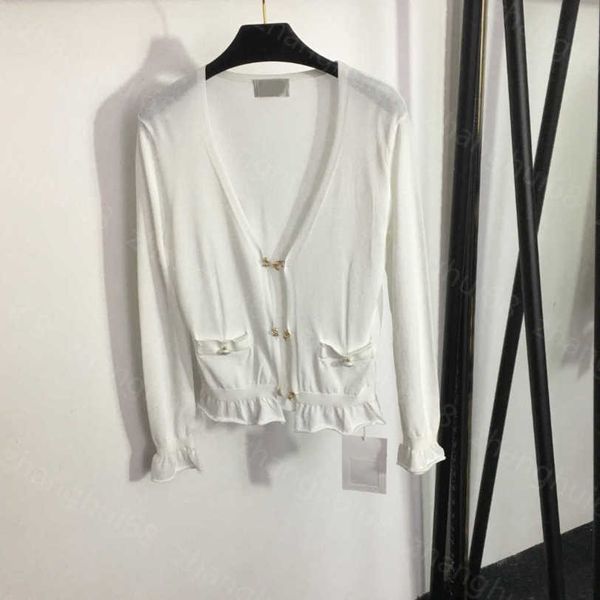 

23ss womens knits womens designer clothing nail drill bow button v-neck long sleeve knitted cardigan womens clothes a1, White