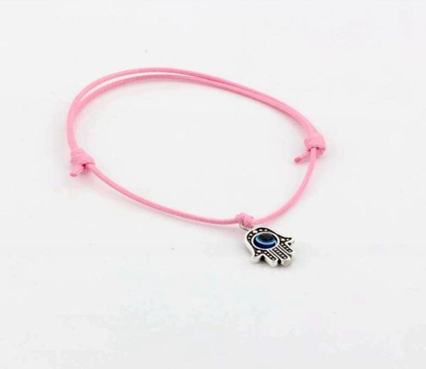 

50pcs hamsa hand string evil eye lucky pink color wax cord spiritual bracelets success protection6285489, Bronze;silver