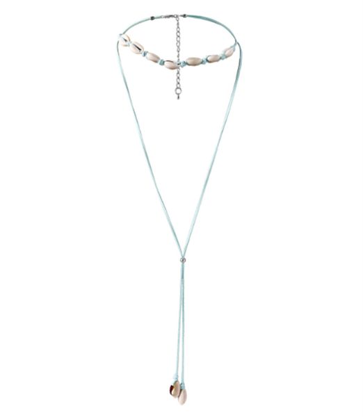 

vacation ocean style long shell necklace with multi layered superfiber rope handmade bohemian style conch necklace, Silver