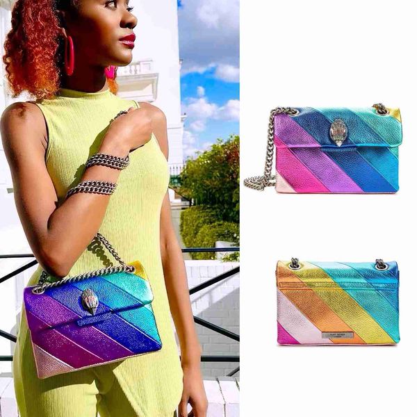 

mini famous kurt geiger handbag rainbow bag luxury london leather purse designer women man stripes shoulder bag fashion clutch tote crossbod