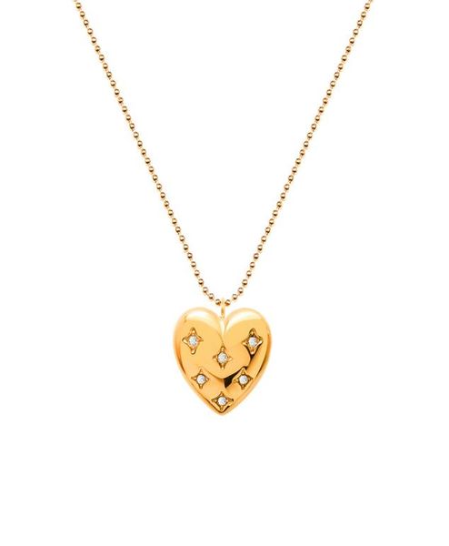 

gold heart pendant necklace diamonds heart shape charms sweater chains9975197, Silver