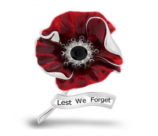 

2 inch passchendaele 100 floral poppy brooch pins white gold tone with red enamel and crystals8226649, Gray